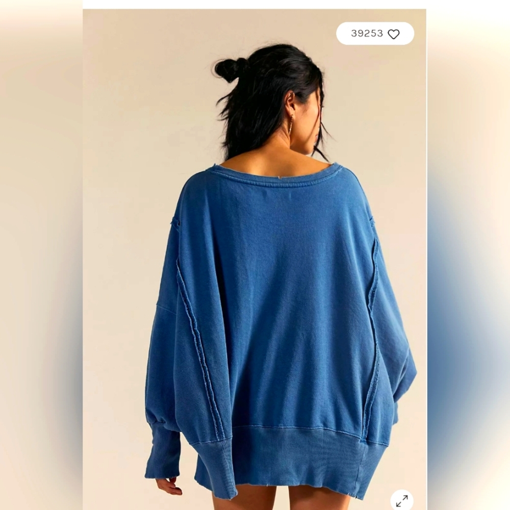 NWOT Free People Graphic Camden Ink Blue Combo - Picture 2 of 12